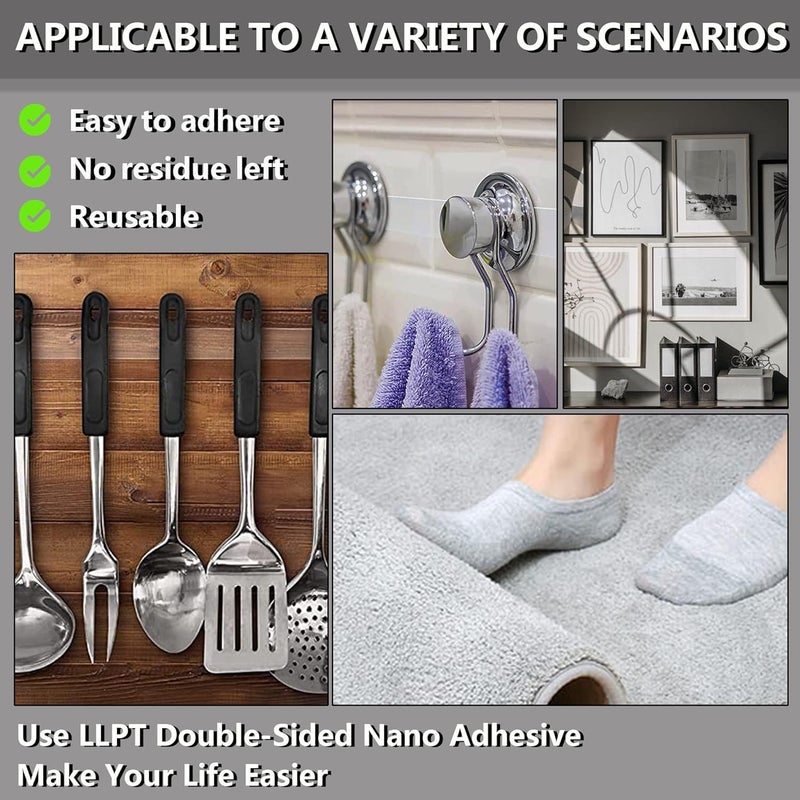 LLPT Double Sided Nano Tape 1 Inch x 33 Feet Strong Mounting Tape Heavy Duty Gel Tape Clear Traceless Washable No Residue for Home Office Store Deco Card Poster Photo Wall (SN133) - Image 2